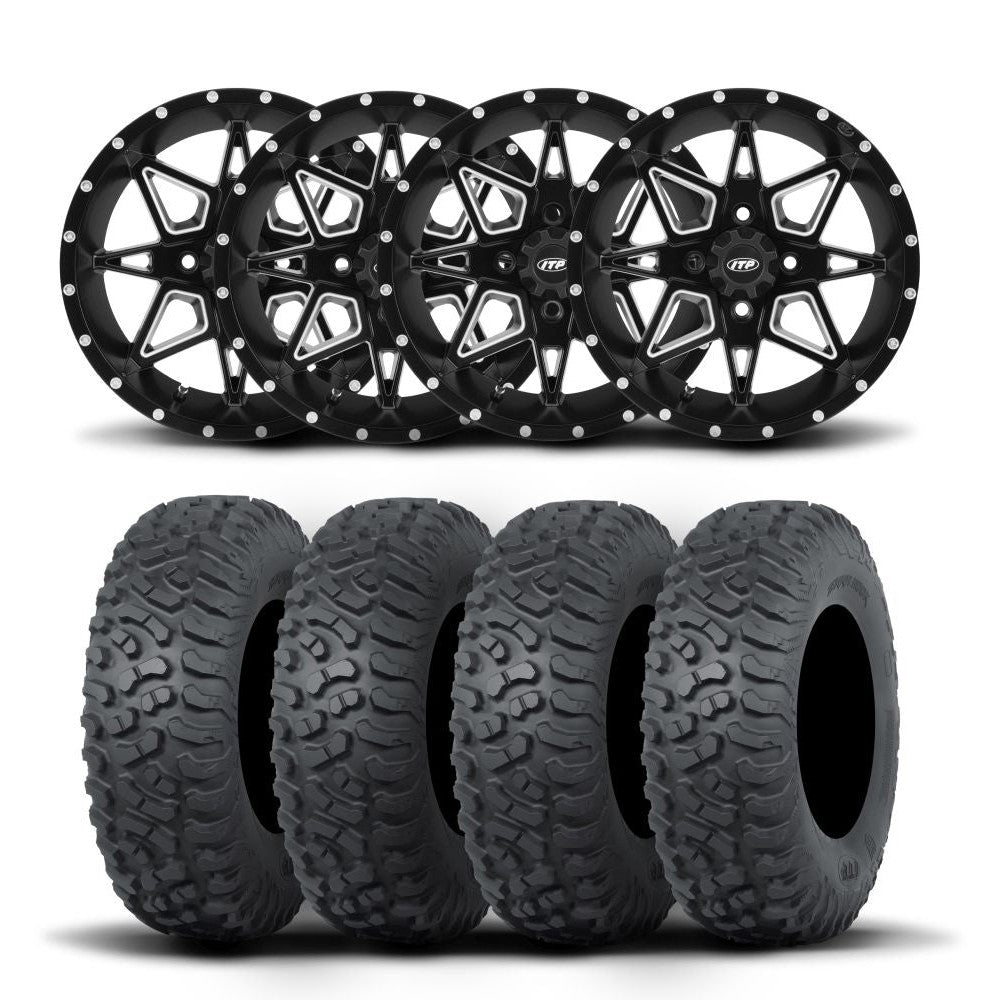 ITP Tornado 15" Matte Black Wheels And Terra Hook Tires [32x10-15]