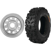 Set of 2 Mounted Wheel and Tire Kit Wheel: 12x7 4+3 4/110 Tire: 25x8-12 8 Ply