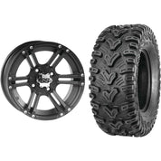 Set of 2 Mounted Wheel and Tire Kit Wheel: 12x7 5+2 4/110 Tire: 24x8-12 6 Ply