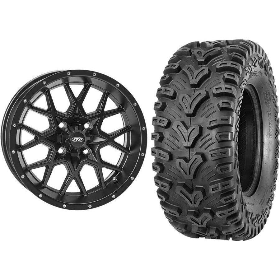 Set of 2 Mounted Wheel and Tire Kit Wheel: 14x7 2+5 4/110 Tire: 28x10-14 6 Ply