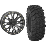 Set of 2 Mounted Wheel and Tire Kit Wheel: 14x7 4+3 4/156 Tire: 32x10-14 8 Ply