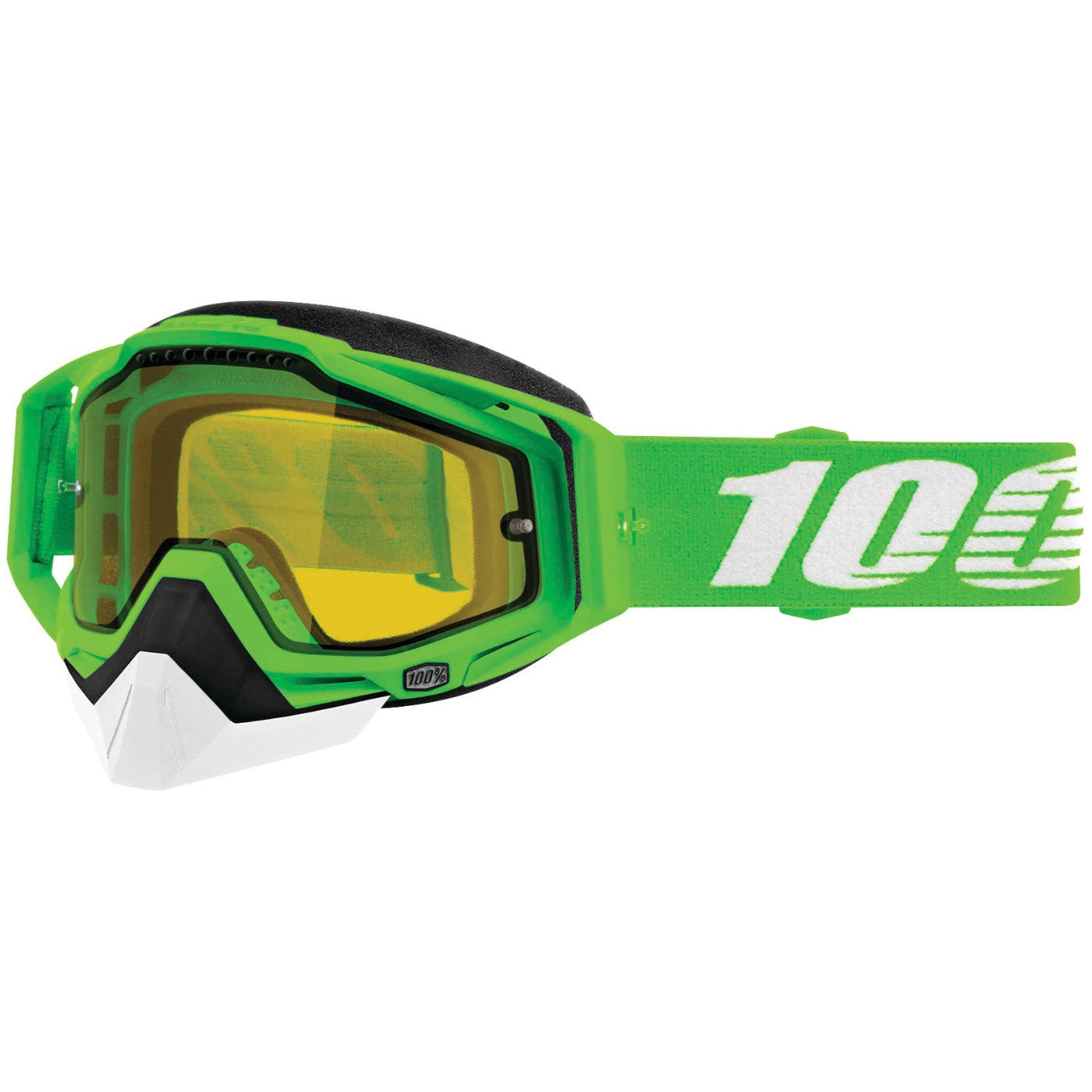 100% Gen1 Racecraft Snow Goggles Organic 2 with Yellow Vented Lens - 50103-292-02