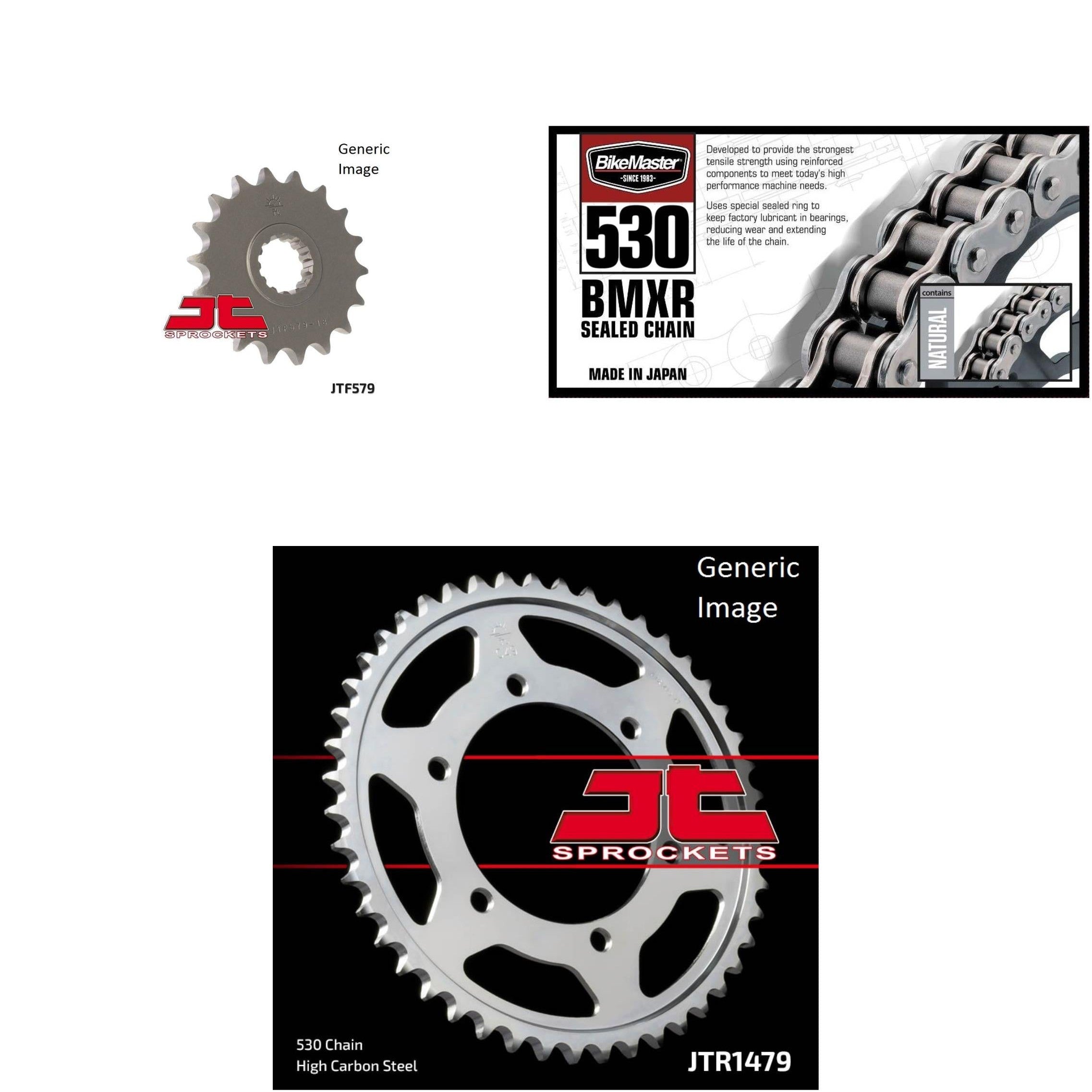 530 BMXR Chain Natural, Front & Rear Sprocket Kit for YAMAHA YZF-R1 2009-2014