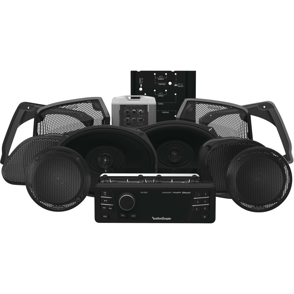 Rockford Fosgate Source Unit, 6-Speaker & Amp Kit For Harley-Davidson FLTRU 1998-2013 Black