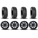 System 3 ST-4 Aluminum Gloss Black/Blue 20" Wheels And XT400 Tires [35x9.5R-20]