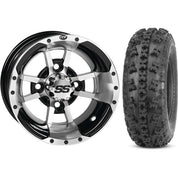 Set of 2 Mounted Wheel and Tire Kit Wheel: 10x5 3+2 4/144 Tire: 21x7-10 4 Ply