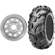 Set of 2 Mounted Wheel and Tire Kit Wheel: 12x7 2+5 4/110 Tire: 26x11-12 6 Ply