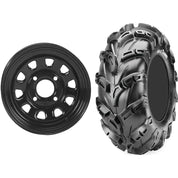 Set of 2 Mounted Wheel and Tire Kit Wheel: 12x7 5+2 4/137 12mm Tire 27x11-12 6 Ply