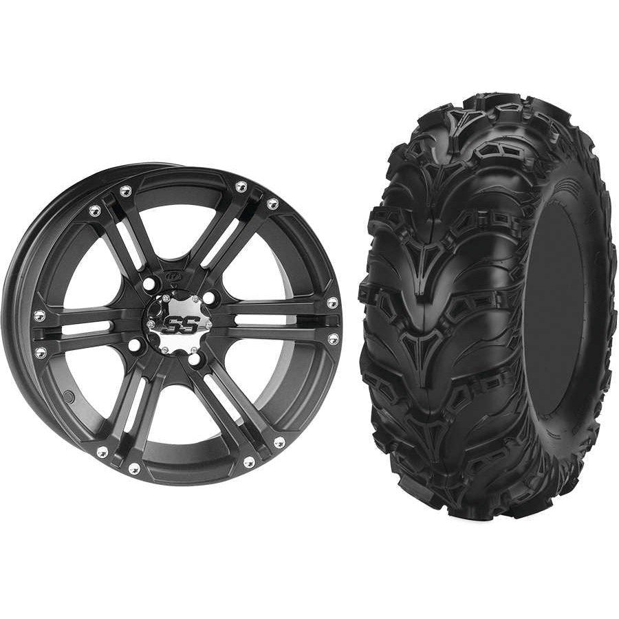 Set of 2 Mounted Wheel and Tire Kit Wheel: 14x6 4+2 4/156 Tire: 28x9-14 6 Ply