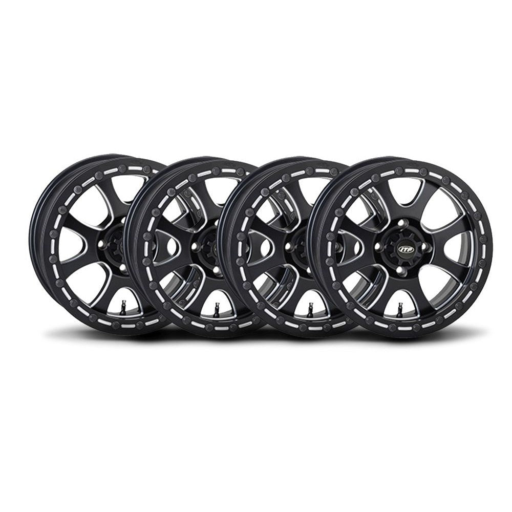 ITP Set of Four Tsunami with Bead Lock Wheels Matte Black 14x7 4/115 5+2
