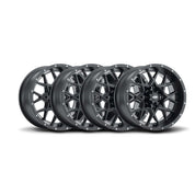 ITP Set of 4 Storm Series Hurricane Alloy Wheel Machined Black 12x7 4/4 5+2
