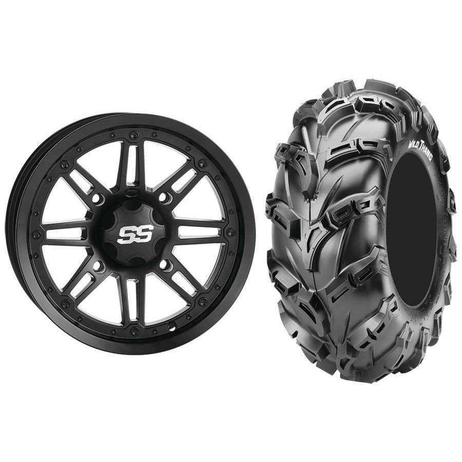 Set of 2 Mounted Wheel and Tire Kit Wheel: 14x7 2+5 4/110 Tire: 28x11-14 6 Ply
