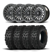 Set of Four Bullite Blade Wheels 14" Gray And Kenda K587 Bearclaw HTR Tires [27x9.5R-14]