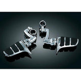Estriberas Kuryakyn cromadas Longhorn Offset Highway SweptWing con protección de 1-1/4" para Harley y Honda