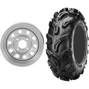 Set of 2 Mounted Wheel and Tire Kit Wheel: 12x7 5+2 4/110 Tire: 26x9-12 6 Ply