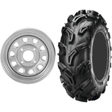 Set of 2 Mounted Wheel and Tire Kit Wheel: 12x7 5+2 4/110 Tire: 26x9-12 6 Ply
