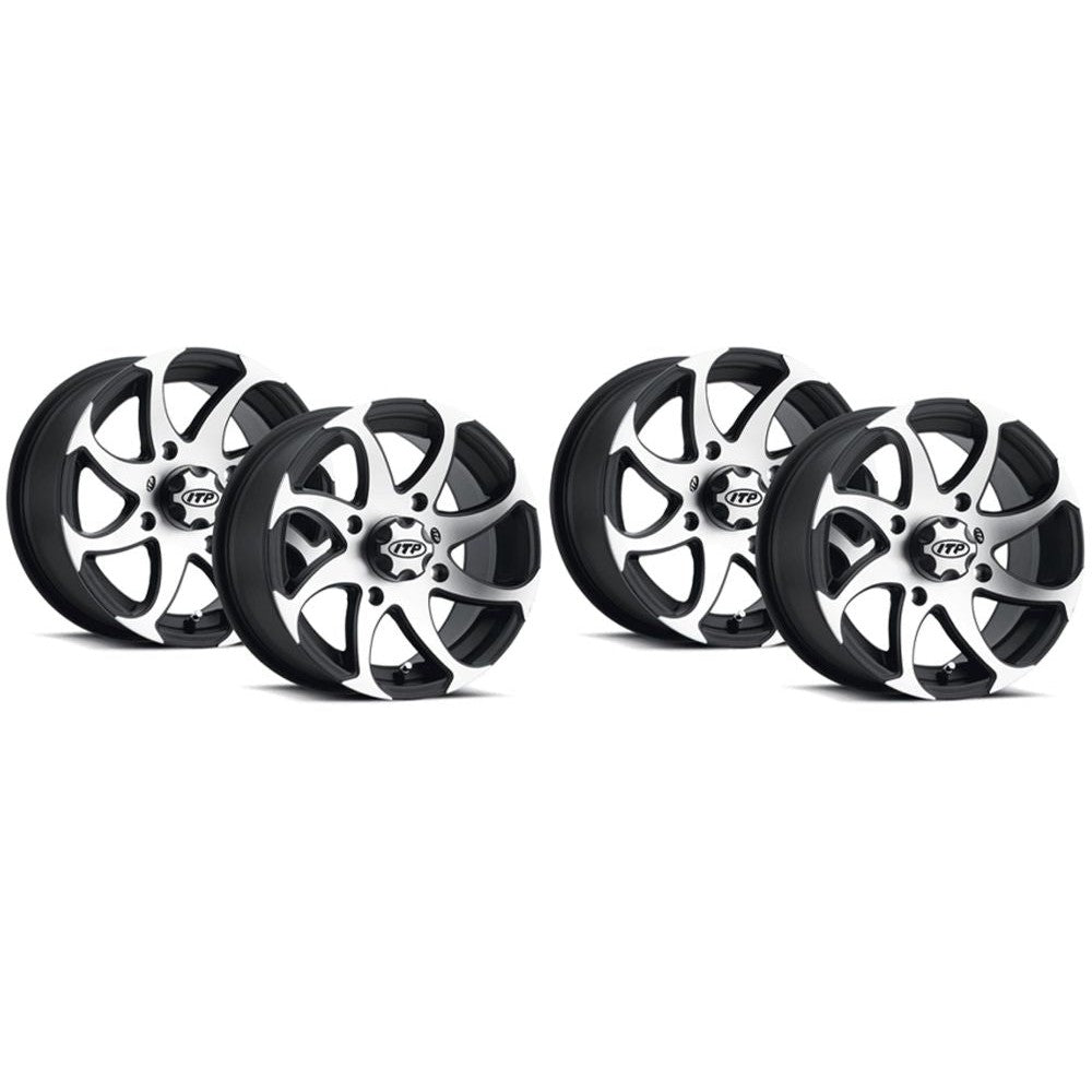 ITP Set of Four Twister Wheels Machined Black 14x7 4/156 5+2