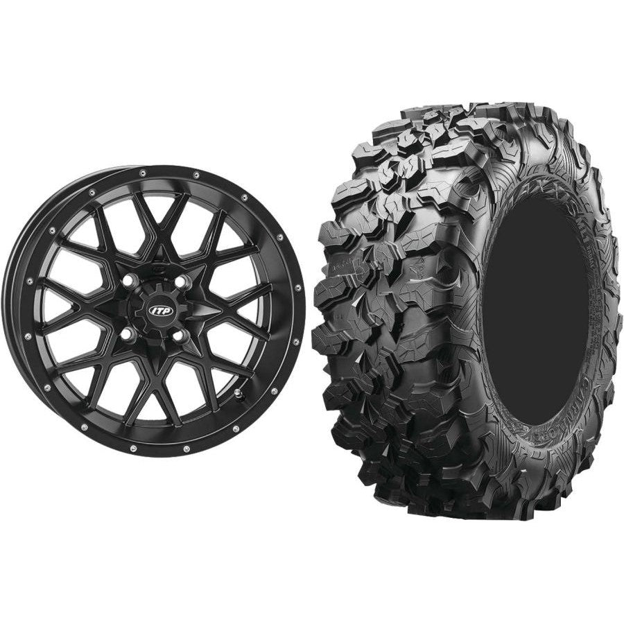 Set of 2 Mounted Wheel and Tire Kit Wheel: 14x7 5+2 4/137 Tire: 32x10-14 8 Ply