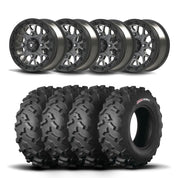 Set of Four Bullite Rider Wheels 14" Gray And Kenda K3203 Mastodon AT Tires [30x10R-14]