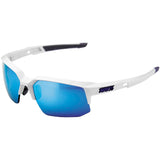 100% Speedcoupe Sunglasses Matte White with Blue HiPer Lens - 61031-000-75