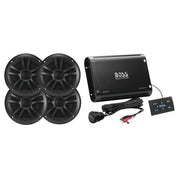 Boss Audio Systems 4-Channel Bluetooth Amp and Speaker Kit Black