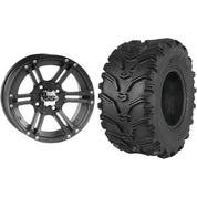 Set of 2 Mounted Wheel and Tire Kit Wheel: 12x7 2+5 4/110 Tire: 27x11-12 6 Ply