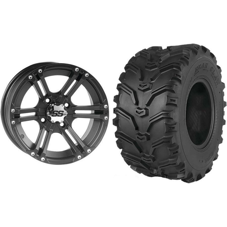 Set of 2 Mounted Wheel and Tire Kit Wheel: 12x7 2+5 4/110 Tire: 27x11-12 6 Ply
