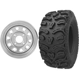 Set of 2 Mounted Wheel and Tire Kit Wheel: 12x7 4+3 4/110 Tire: 25x10-12 8 Ply