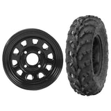 Set of 2 Mounted Wheel and Tire Kit Wheel: 12x7 5+2 4/137 12mm Tire 23x10-12 4 Ply