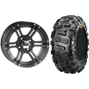 Set of 2 Mounted Wheel and Tire Kit Wheel: 12x7 2+5 4/110 Tire: 25x10-12 6 Ply