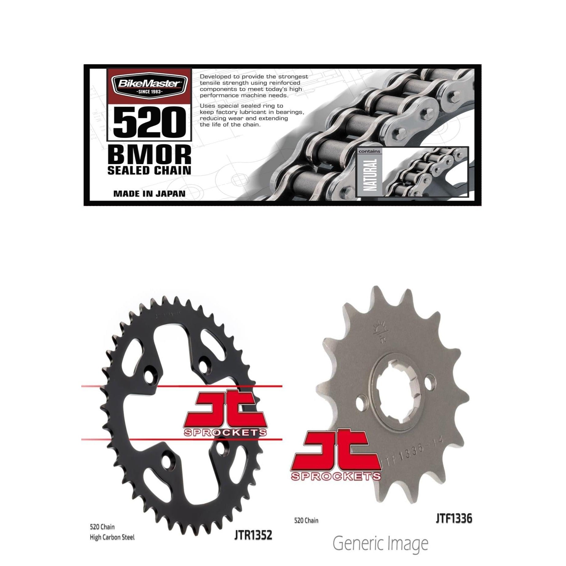 520 BMOR Sealed Chain, Front & Rear Sprocket Kit for ATV/UTV HONDA ATC350X 1986