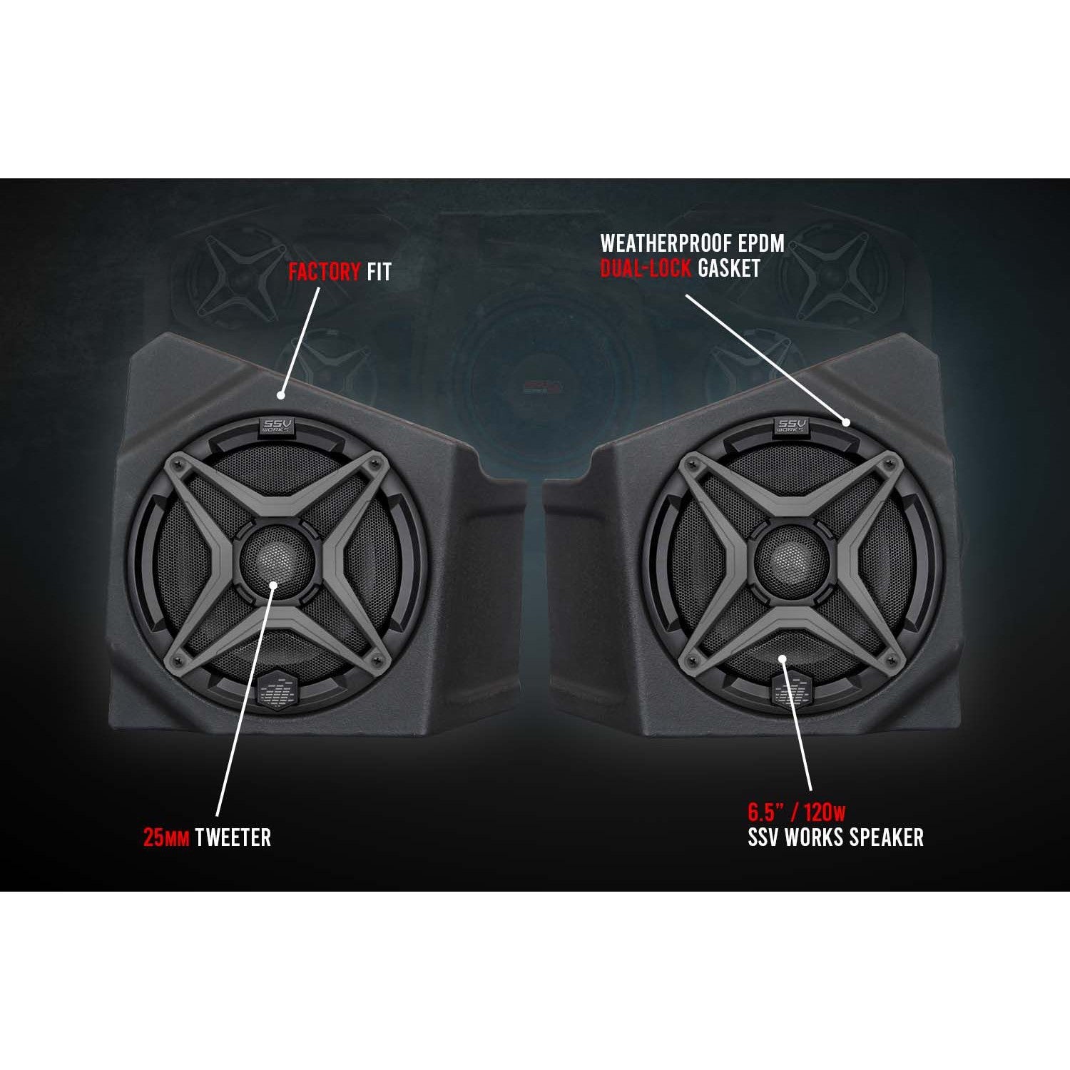 SSV Works Unloaded 10" Subwoofer Enclosure W/ 2 Speaker Audio Kit For Kawasaki KRF1000 20-22