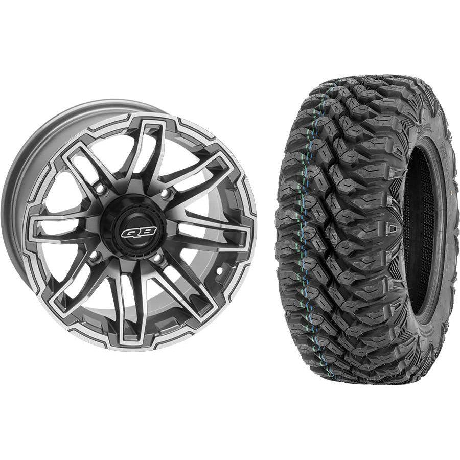 Set of 2 Mounted Wheel and Tire Kit Wheel: 14x7 4+3 4/156 Tire: 28x10-14 8 Ply