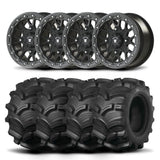 Juego de cuatro ruedas Bullite Rider de 14" grises y neumáticos Kenda K538 Executioner [28x9-14]