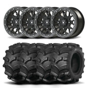 Set of Four Bullite Rider Wheels 14" Gray And Kenda K538 Executioner Tires [28x11-14]