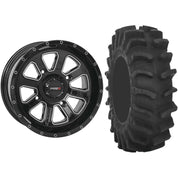 Set of 2 Mounted Wheel and Tire Kit Wheel: 14x7 4+3 4/156 Tire: 31x9.5-14 8 Ply