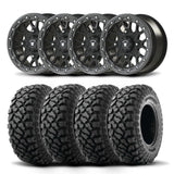Juego de cuatro ruedas Bullite Rider de 14" grises y neumáticos Kenda K3204R Klever XT [30x10-14]