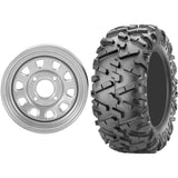 Set of 2 Mounted Wheel and Tire Kit Wheel: 12x7 5+2 4/137 12mm Tire: 26x9-12 6 Ply