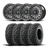 Juego de cuatro rines Bullite Blade de 15" grises y neumáticos Kenda K3204R Klever XT [32x10R-15]