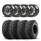 Juego de cuatro ruedas Bullite Rider de 14" grises y neumáticos Kenda K3204R Klever XT [30x10-14]
