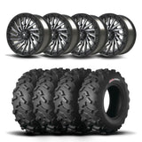 Set of Four Bullite Blade Wheels 14" Gray And Kenda K3203 Mastodon AT Tires [28x10R-14]