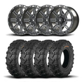Set of Four Bullite Lancer Wheels 14" Gray And Kenda K592 Bearclaw EVO Tires [28x11-14]