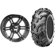 Set of 2 Mounted Wheel and Tire Kit Wheel: 12x7 2+5 4/110 Tire: 26x11-12 6 Ply
