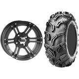 Set of 2 Mounted Wheel and Tire Kit Wheel: 12x7 2+5 4/110 Tire: 26x11-12 6 Ply