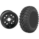 Set of 2 Mounted Wheel and Tire Kit Wheel: 12x7 5+2 4/110 Tire: 25x8-12 8 Ply