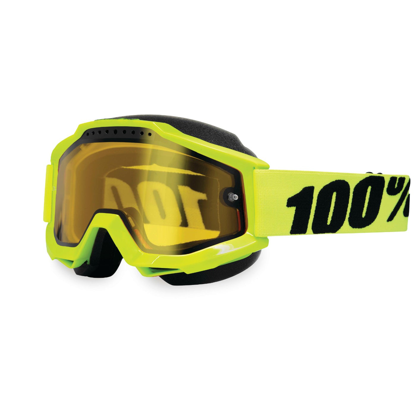 100% Gen1 Accuri Snow Goggles Fluorescent Yellow with Yellow Lens - 50203-004-02