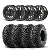 Juego de cuatro ruedas Bullite Rider de 14" grises y neumáticos Kenda K3204R Klever XT [30x10-14]