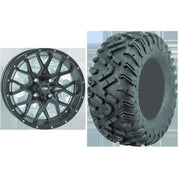 Set of 2 Mounted Wheel and Tire Kit Wheel: 12x7 5+2 4/110 Tire: 27x11-12 6 Ply