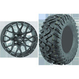 Set of 2 Mounted Wheel and Tire Kit Wheel: 12x7 5+2 4/110 Tire: 27x11-12 6 Ply