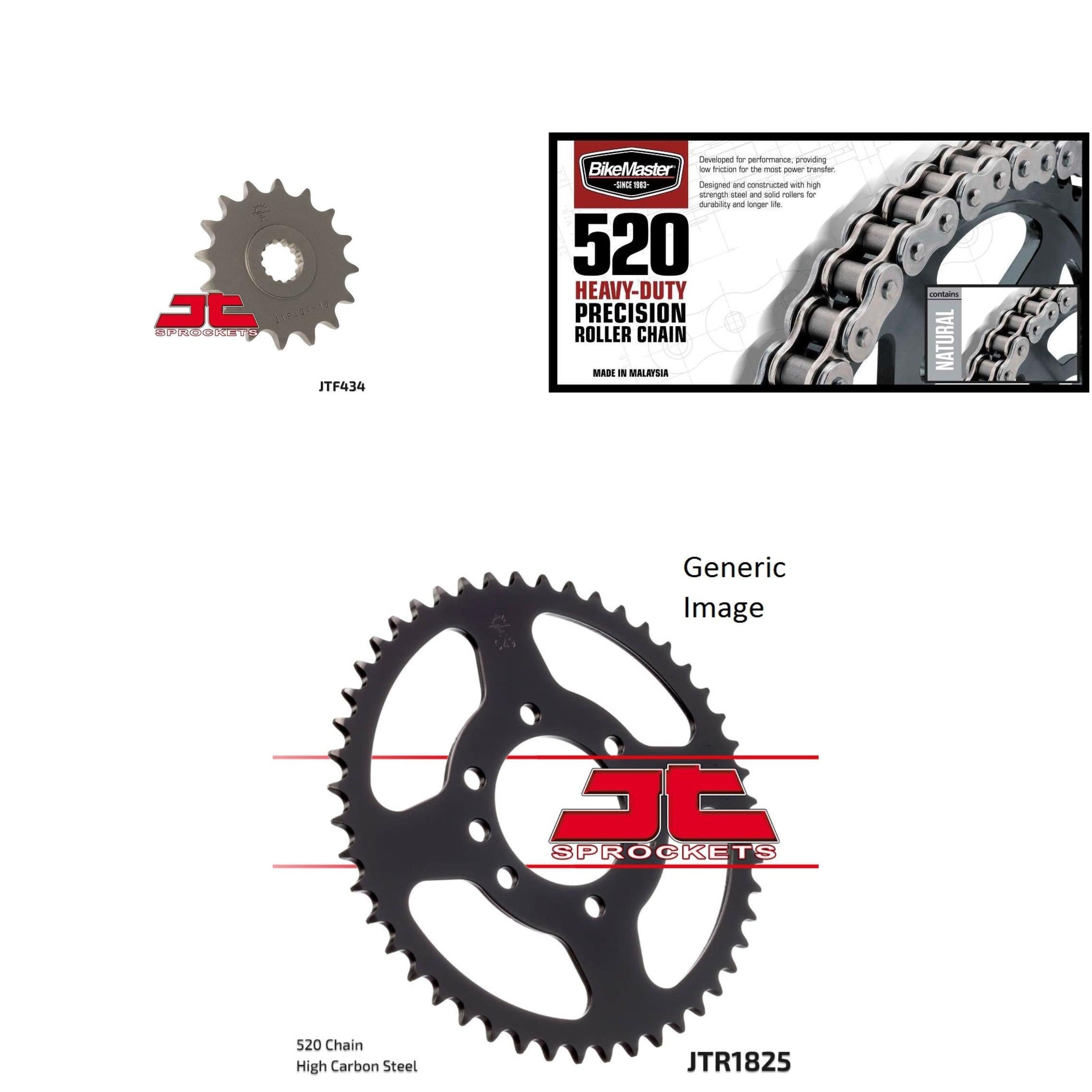 520H Heavy-Duty Chain Natural, Front & Rear Sprocket Kit SUZUKI GN400X 1980-1981